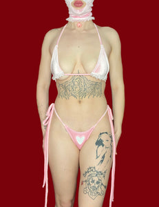 Lil Cupid Kitty pink n white 2 pc bikini