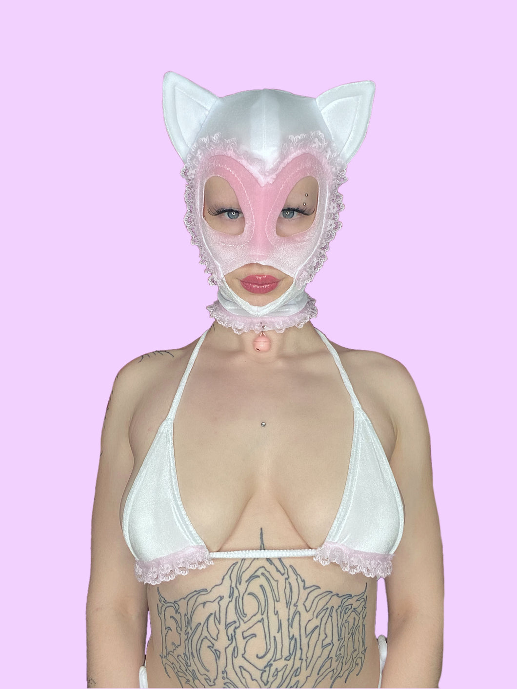 Lil Cupid Kitty Hood white n pink