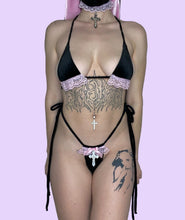 Load image into Gallery viewer, Lil Goth Bunny 2pc Set Black n Pink
