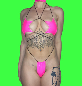 Reversible Neon Green n Pink 2pc Star Bikini