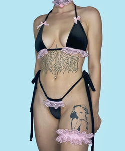 Lil Kitty 2 pc Bikini Set 💕 black n pink