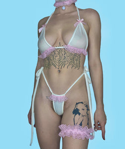 Lil Kitty 2 pc Bikini Set 💕 white n pink